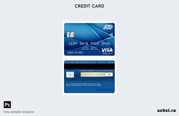 цифровая загрузка шаблона карты Visa Electronic USA ADP Earnings Bank